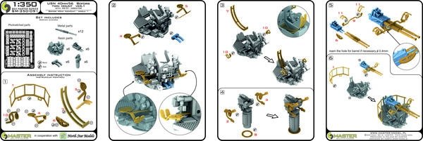 Master SM-350-091 USN 40 mm/56 Bofors twin mount ver.1 / with Mk-51 director - (resin, PE and turned parts) - (6pcs) 1/350 – image 10
