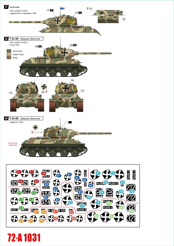Star Decals 72-A1031 Finnish Tanks in WW2 # 3. T-34 m/1941, T-34 m/1943 and T34/85 1/72 – imagen 2