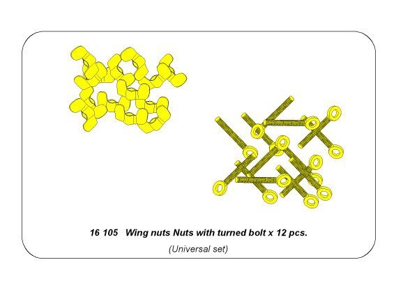 Aber 16105 Wing nuts with turned bolt x 12 pcs. 1/16 – immagine 5