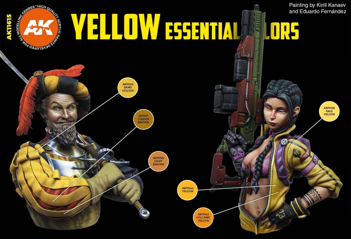 AK Interactive AK11615 YELLOW ESSENTIAL COLORS 3GEN SET 6x17 ml – immagine 3
