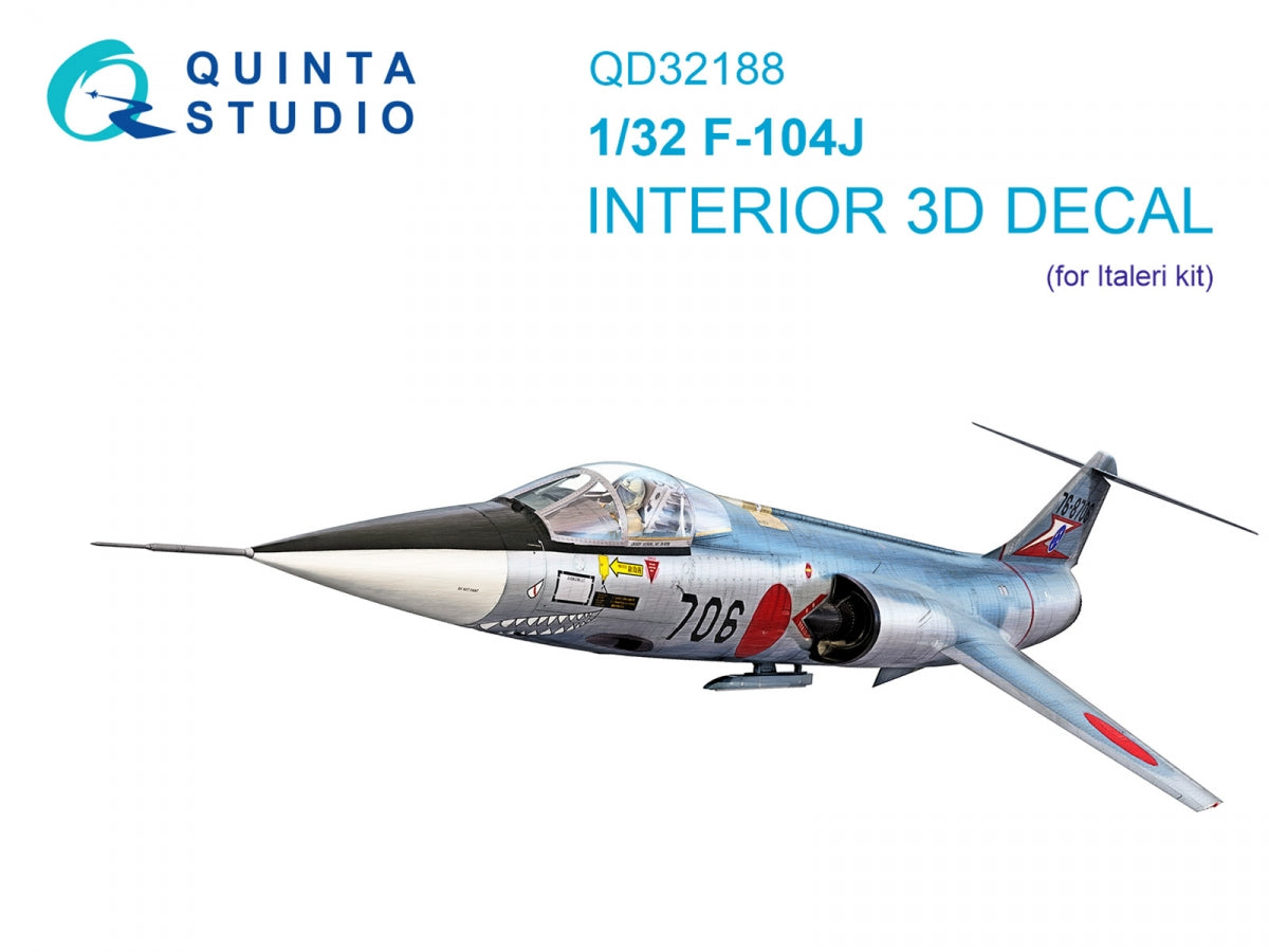 Quinta Studio QD32188 F-104J 3D-Printed coloured Interior on decal paper (Italeri) 1/32