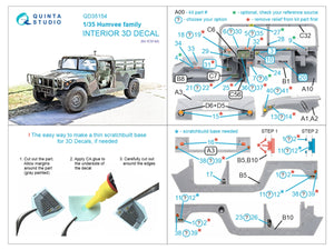 Quinta Studio QD35154 Humvee family 3D-Printed &amp;amp; coloured Interior on decal paper (ICM) 1/35 – imagen 2