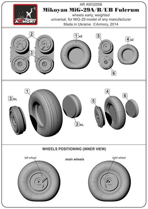 Armory Models AW32006 Mikoyan MiG-29A/B/UB Fulcrum wheels, early, weighted 1/32 – zdjęcie 6