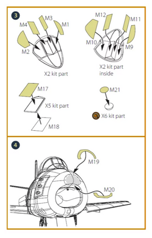 Masque de peinture double face Clear Prop! CPA48049 F-86A sur papier kabuki jaune pour maquettes CP au 1/48 – image 4