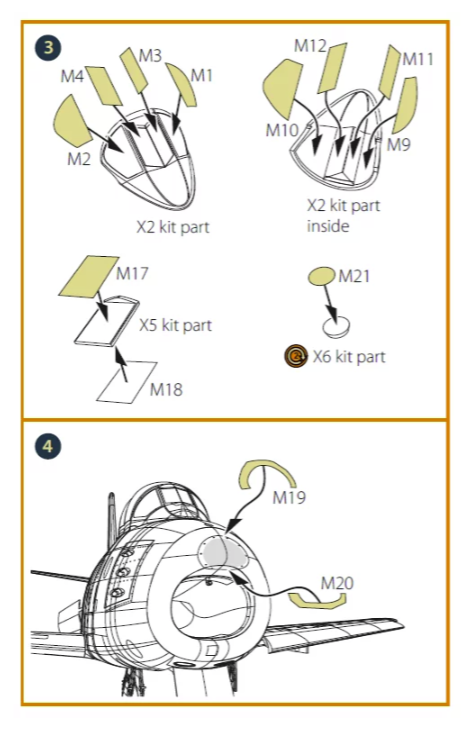 Masque de peinture double face Clear Prop! CPA48049 F-86A sur papier kabuki jaune pour maquettes CP au 1/48 – image 4