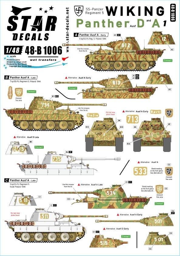 Star Decals 48-B1006 Viking #1. Panthers of SS-Panzer Reg. 5 Viking 1/48