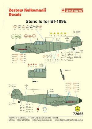 Techmod 72055 - Stencils for Bf 109E 1/72 – immagine 2