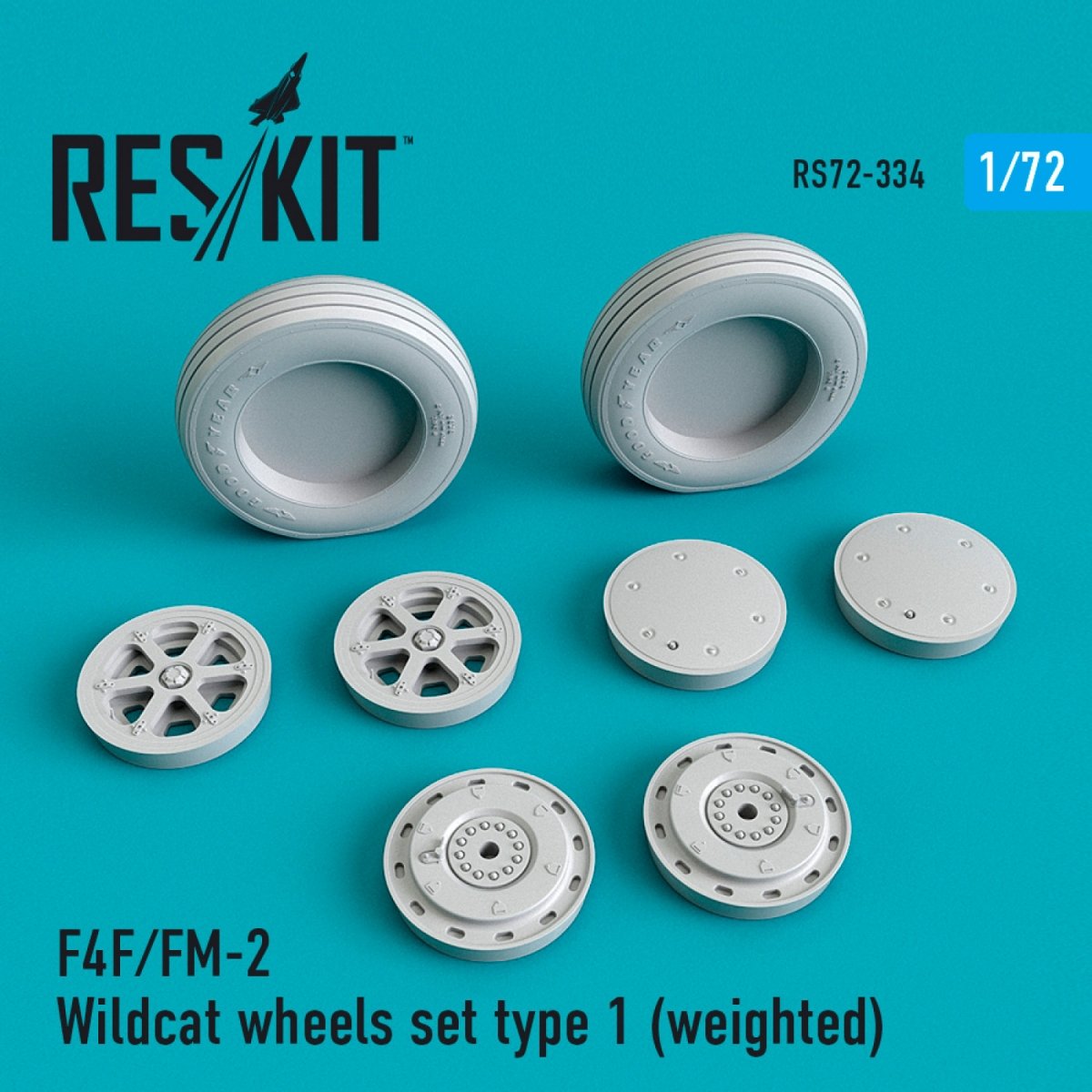 RESKIT RS72-0334 F4F/FM-2 "WILDCAT" WHEELS SET TYPE 1 (WEIGHTED) 1/72