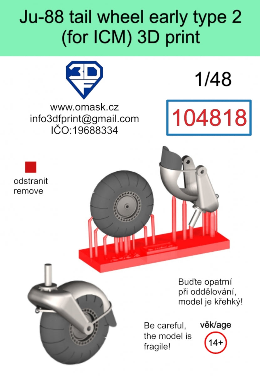 Omask 104818 Ju-88 tail wheel early type 2 3D print (for ICM) 1/48 – imagen 2