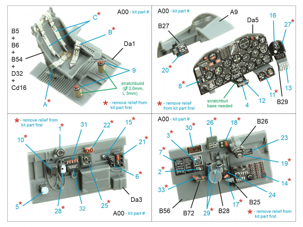Quinta Studio QD48434 P-47D-25 Thunderbolt Intérieur coloré imprimé en 3D sur papier décalcomanie (Miniart) 1/48  – image 2