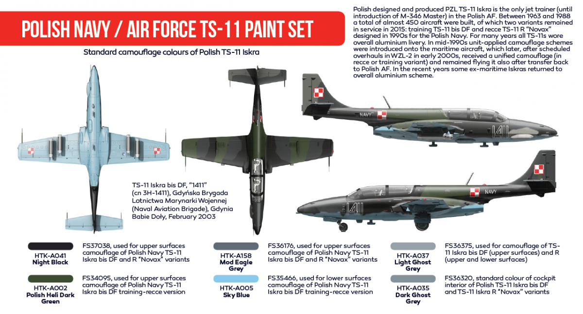 Hataka HTK-AS46 Polish Navy / Air Force TS-11 paint set (6x17ml) – imagen 2