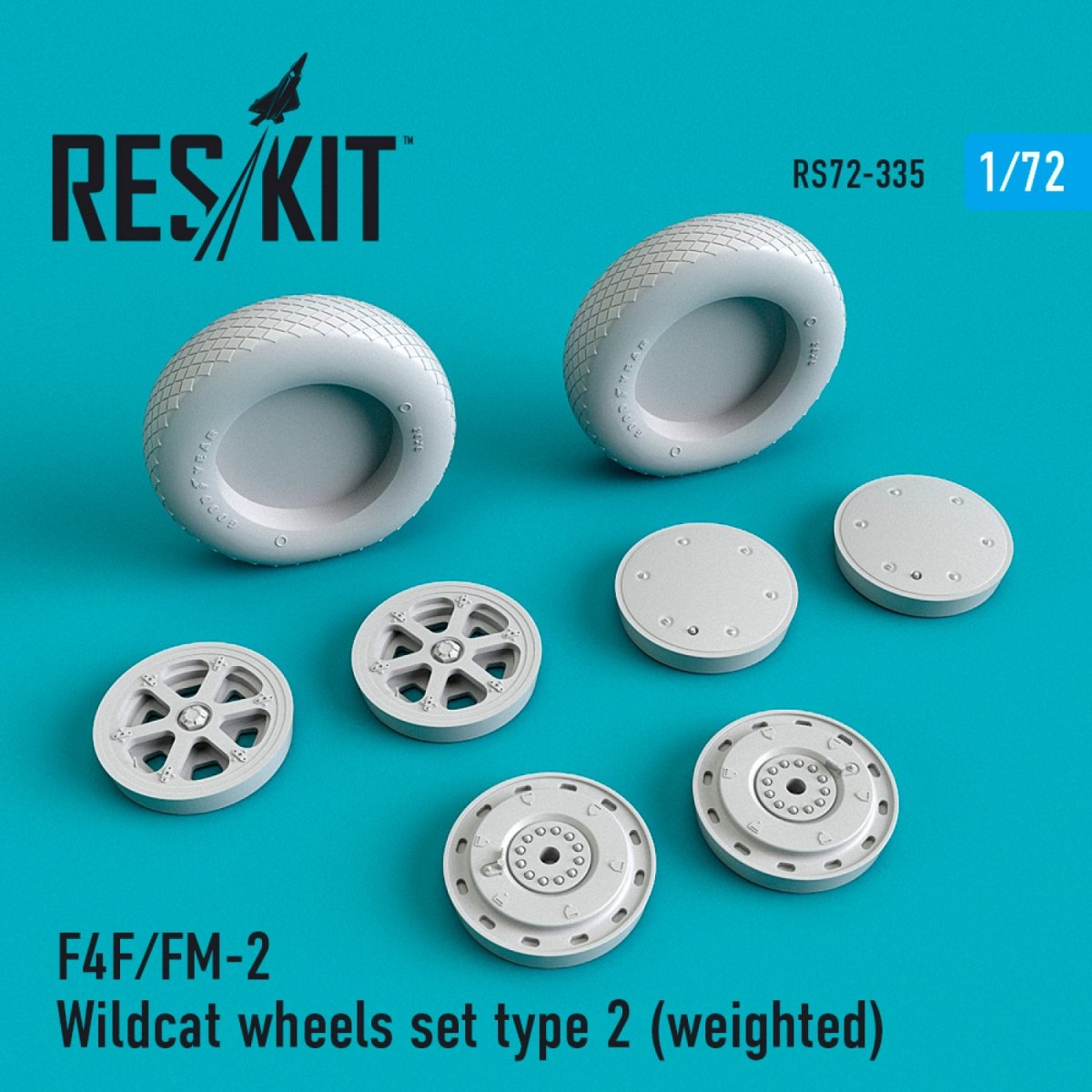 RESKIT RS72-0335 F4F/FM-2 "WILDCAT" WHEELS SET TYPE 2 (WEIGHTED) 1/72