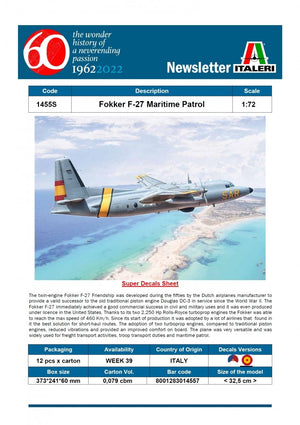 Italeri 1455 Fokker F-27 SAR 1/72 – immagine 2