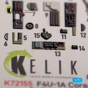 KELIK K72155 F4U-1A Corsair - interior 3D decals for Tamiya kit 1/72 – imagen 4