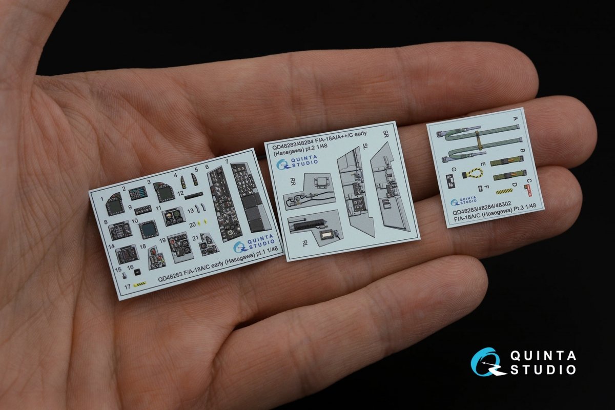 Quinta Studio QD48283 F/A-18A / C early 3D-Printed &amp;amp; coloured Interior on decal paper (Hasegawa) 1/48 – immagine 3