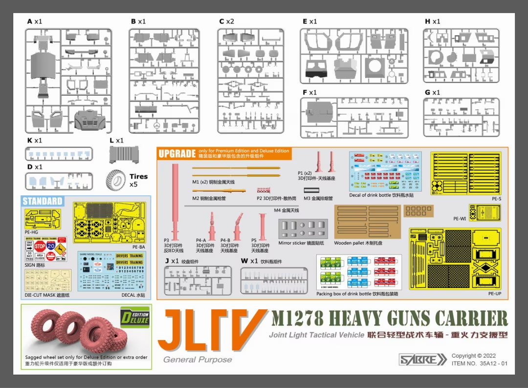 Sabre 35A12-DLX JLTV M1278 Heavy Guns Carrier - Deluxe Edition 1/35 – imagen 5