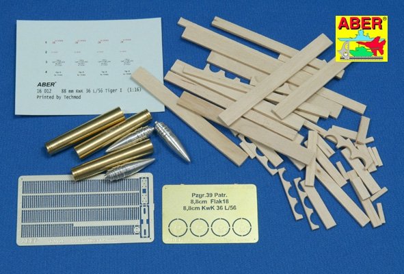 Aber 16012 8,8cm Tiger I A/T Ammo with box 1/16