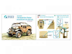 Intérieur imprimé en 3D et coloré sur papier décalcomanie pour le tracteur Quad Gun de Quinta Studio QD35093 (Tamiya) à l&amp;#39;échelle 1/35 – image 2