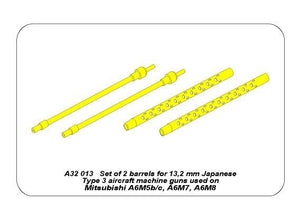 Aber A32013 Set of 2 barrels for 13,2 mm Japanese Type 3 aircraft machine guns used on Mitsubishi A6M5b/c, A6M7, A6M8 1/32 – immagine 6