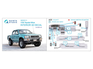 Quinta Studio QD35111 Toyota Hilux 3D-Printed &amp;amp; coloured Interior on decal paper (MENG) 1/35 – imagen 2