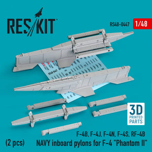 RESKIT RS48-0447 NAVY INBOARD PYLONS FOR F-4 &amp;quot;PHANTOM II&amp;quot; (2 PCS) (3D PRINTED) 1/48