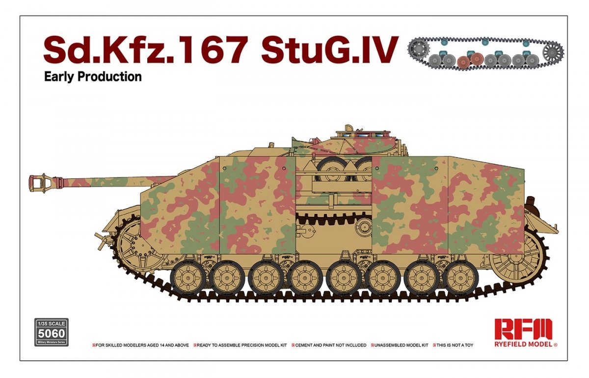 Maquette Rye Field 5060 Sd.Kfz.167 StuG.IV Première production avec chenilles fonctionnelles, échelle 1/35