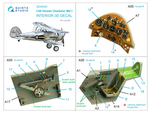 Quinta Studio QD48393 Gloster Gladiator MKI 3D-Printed &amp;amp; coloured Interior on decal paper (I Love Kit) 1/48 – zdjęcie 2