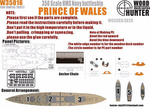 Wood Hunter W35016 Pont en bois du HMS Prince of Wales pour Tamiya 1/350