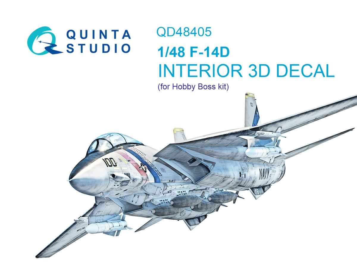 Quinta Studio QD48405 F-14D 3D-Printed & coloured Interior on decal paper (Hobby Boss) 1/48