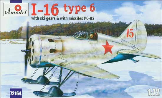 A-Model 72164 Polikarpov I-16 tpe 6 with ski gearsand missiles PC-82 1/72