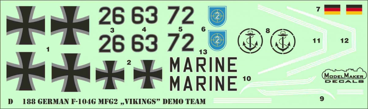 ModelMaker Decals D48188 German F-104G MFG2 „Vikings” DEMO TEAM 1/48 – imagen 2