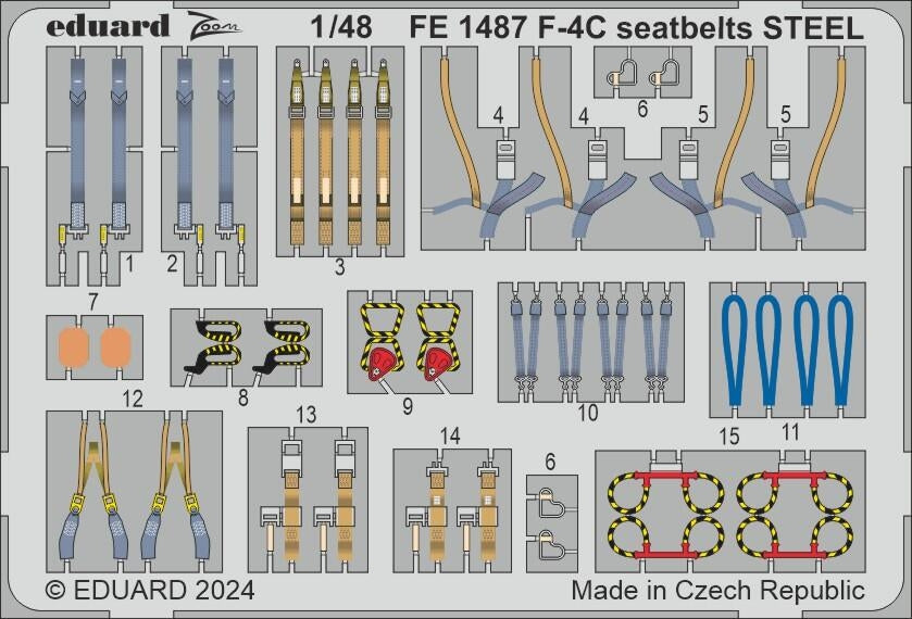 Eduard FE1487 F-4C seatbelts STEEL HOBBY 2000, ACADEMY 1/48