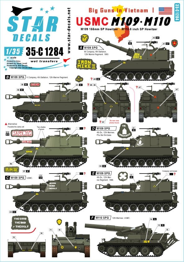 Star Decals 35-C1284 Gros canons au Vietnam 1/35
