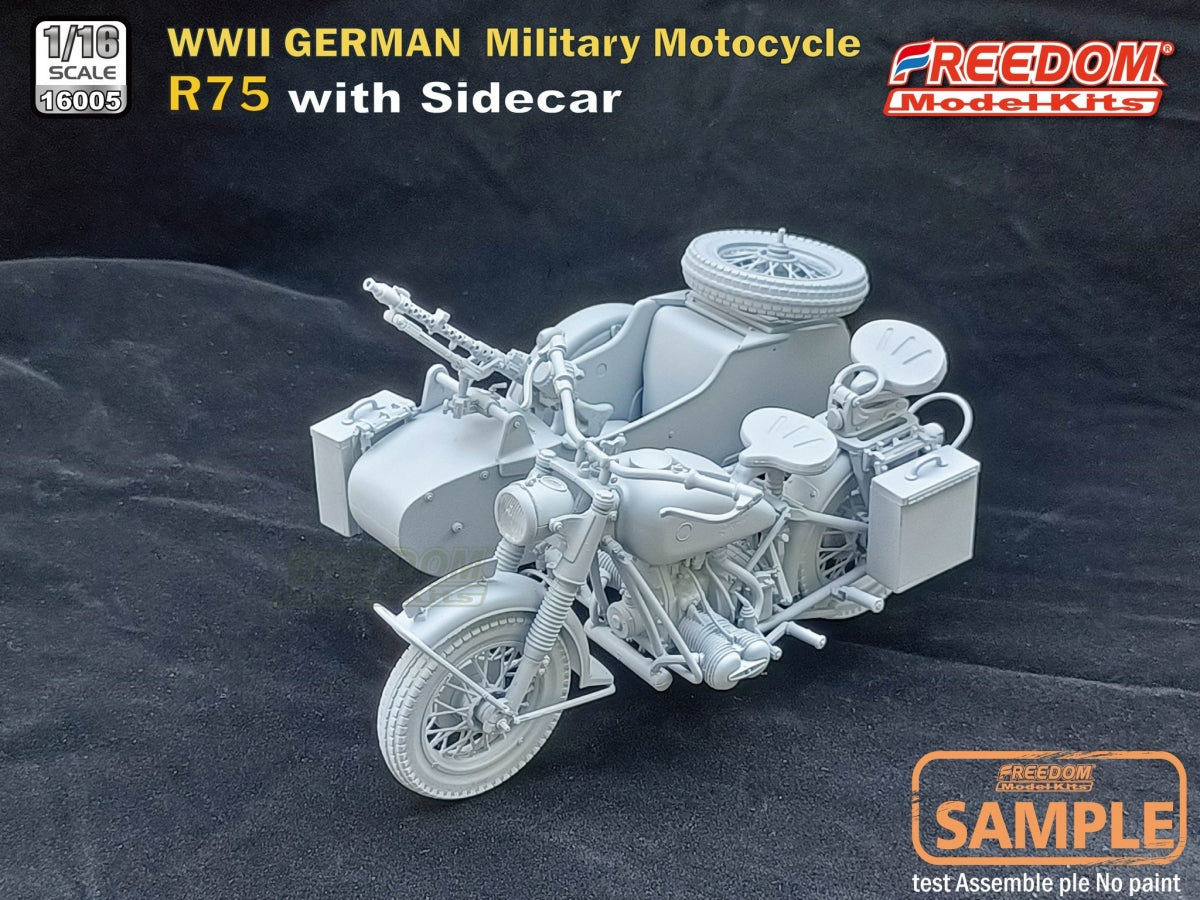 Freedom 16005 R75 with Sidecar WWII German Motorcycle 1/16 – image 9