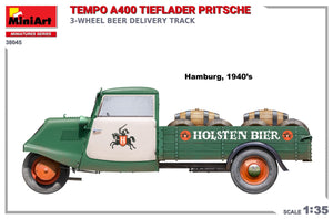 MiniArt 38045 TEMPO A400 TIEFLADER PRITSCHE 3-WHEEL BEER DELIVERY TRUCK 1/35 – Bild 4