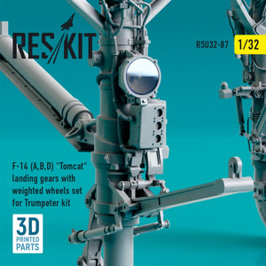 RESKIT RSU32-0087 F-14 (A,B,D) &amp;quot;TOMCAT&amp;quot; LANDING GEARS WITH WEIGHTED WHEELS SET FOR TRUMPETER KIT (3D PRINTED) 1/32 – immagine 4
