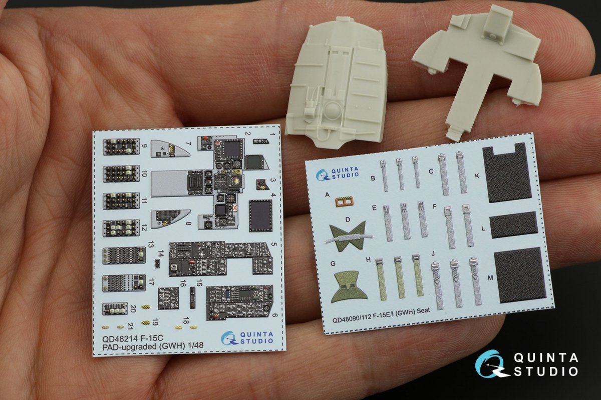 Quinta Studio QD48214 F-15C PAD-upgraded 3D-Printed &amp;amp; coloured Interior on decal paper with resin parts (GWH) 1/48 – imagen 14