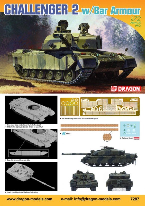 Dragon 7287 Challenger 2 w/ Bar Armour 1/72 – Bild 2