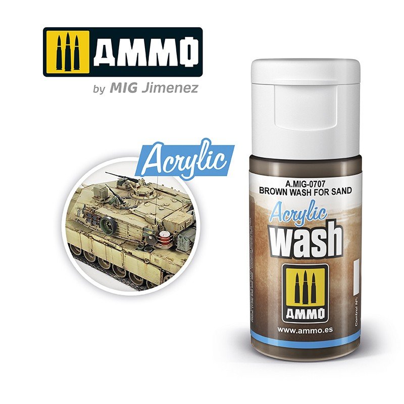 AMMO de Mig Jimenez 0707 LAVAGE ACRYLIQUE Brun pour sable 15 ml