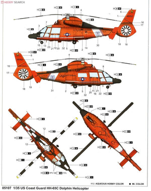 Trumpeter 05107 US Coast Guard HH-65C Dolphin Helicopter 1/35 – imagen 9