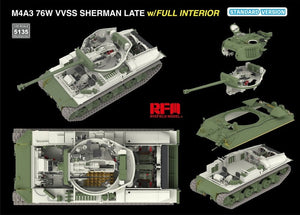 Rye Field Model 5135 M4A3 76W VVSS Sherman Late Standart Version Full Interior 1/35 – imagen 3