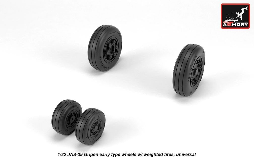 Armory Models AW32502 JAS-39 Gripen wheels w/ weighted tires, early 1/32 – imagen 3