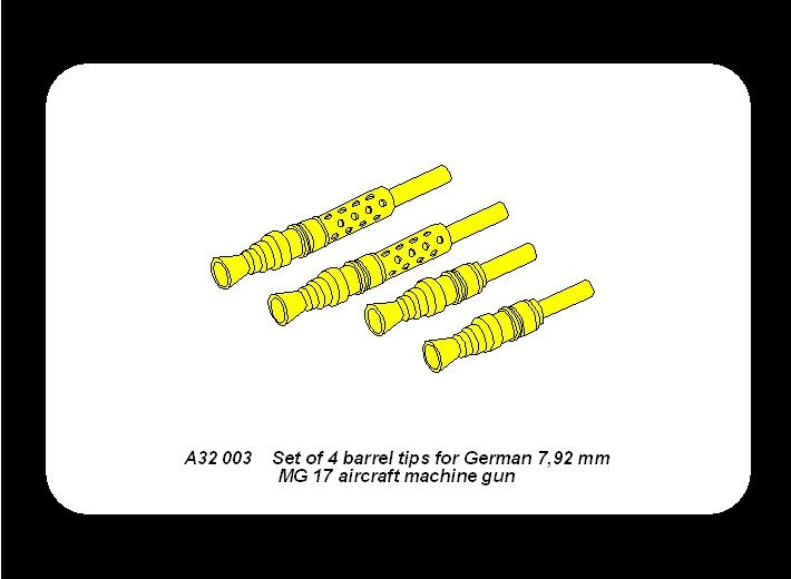Aber A32003 Jeu de 4 embouts de canon pour mitrailleuses d&amp;#39;avion allemandes MG 17 de 7,92 mm (1/32) – image 4
