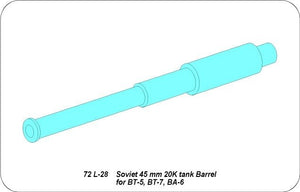 Aber 72L-28 Lufa 45 mm 20K do BT-5, BT-7, BA-6 / Soviet 45mm 20K tank barrel for BT-5, BT-7, BA-5 1/72 – Bild 3