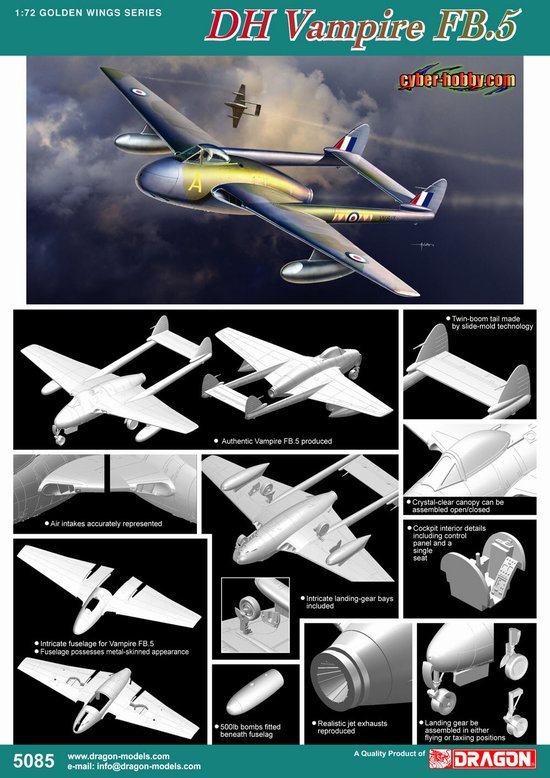 Cyber-Hobby 5085 DH Vampire FB.5 (1/72) – image 2