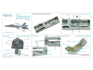 Quinta Studio QD72076 F/A-18A/C early 3D-Printed &amp;amp; coloured Interior on decal paper (Academy) 1/72 – imagen 13
