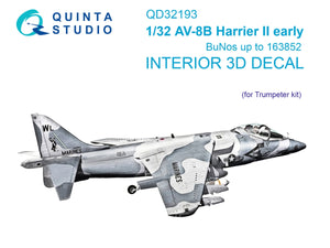 Intérieur imprimé en 3D et coloré sur papier décalcomanie Quinta Studio QD32193 AV-8B Harrier II (première génération) (Trumpeter) 1/32