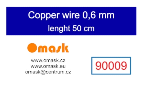 Fil de cuivre Omask 90009, 0,6 mm de diamètre, longueur 50 cm 