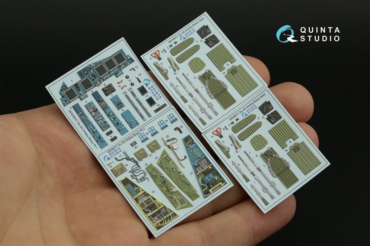 Quinta Studio QD48071 Su-34 3D-Printed &amp;amp; coloured Interior on decal paper (HobbyBoss) 1/48 – imagen 2