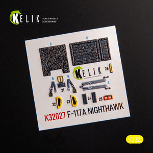 KELIK K32027 F-117A - Type 1 interior 3D decals for Trumpeter kit 1/32 – imagen 3